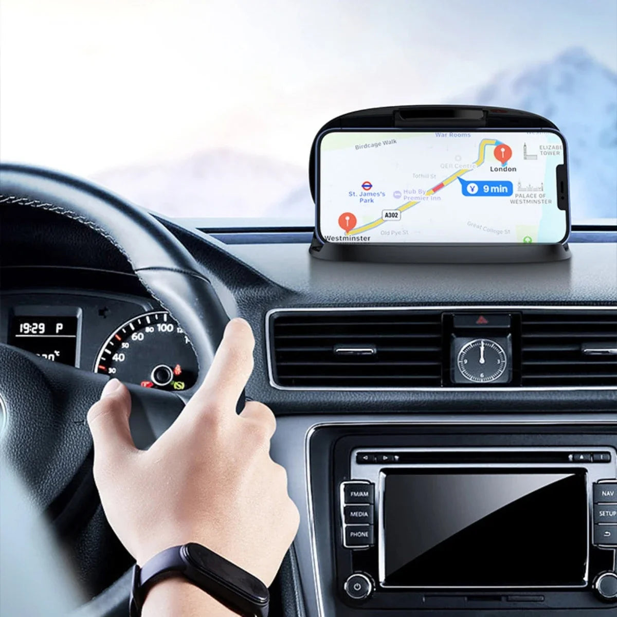 360 Rotate Car Mobile Phone Holder Mount on Dashboard Clamshell Cell Phone Holder