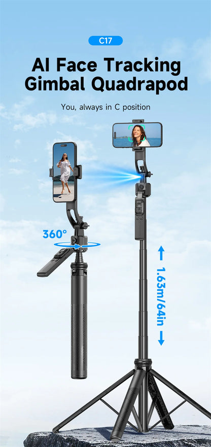 FANGTUOSI 360 Rotation Gimbal Stabilizer ,Selfie Stick Tripod