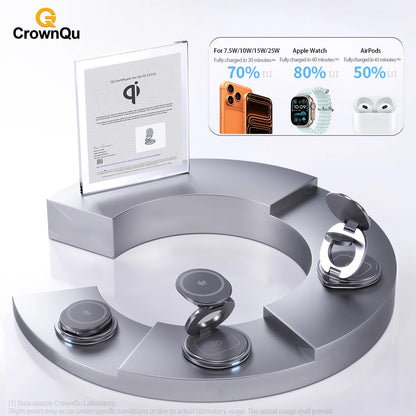 3-in-1 Metal Magnetic Wireless Charger 25W Fast Charging