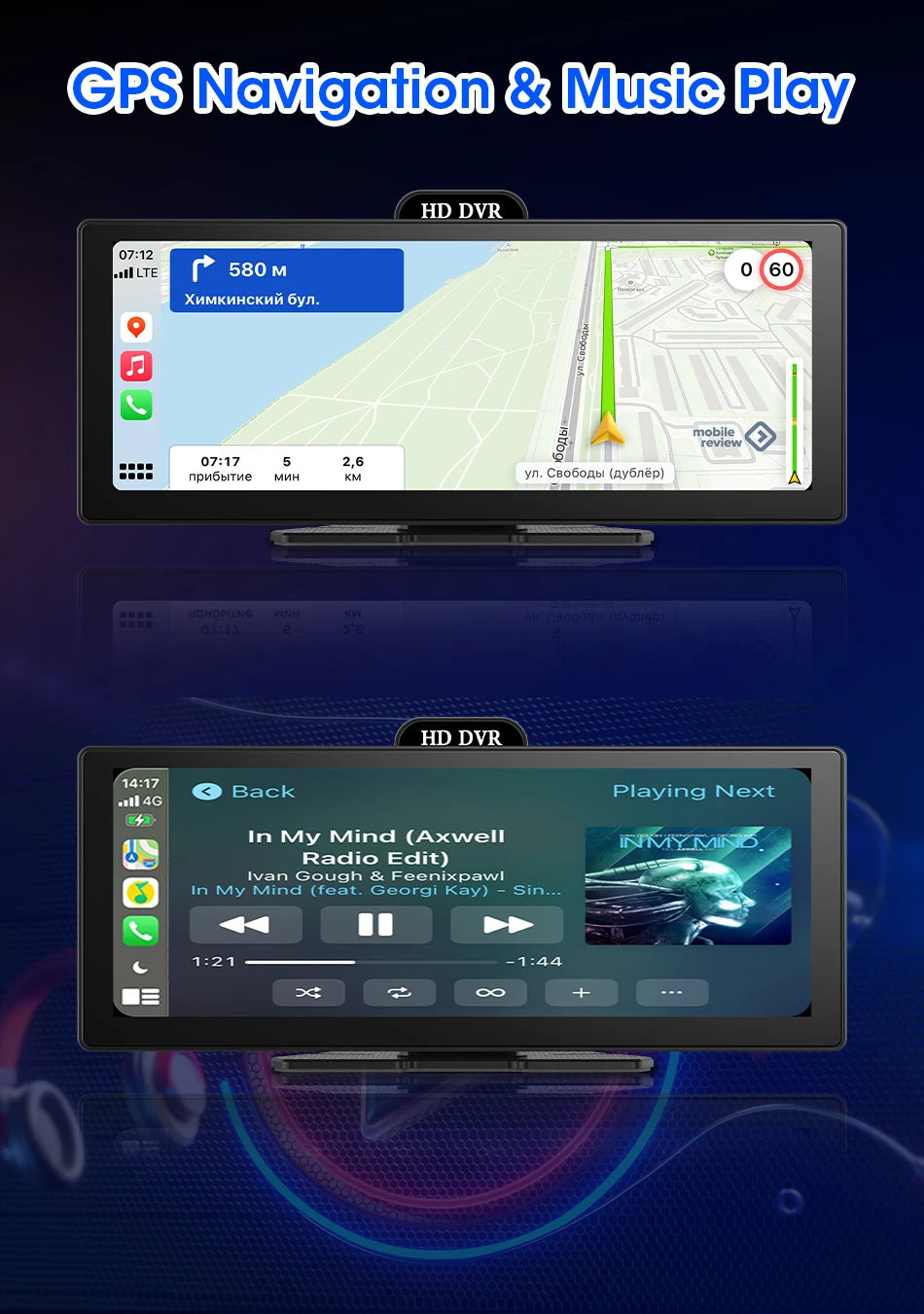 10/11.26 Inch 4K DVR Wireless CarPlay & Android Auto Dash Cam