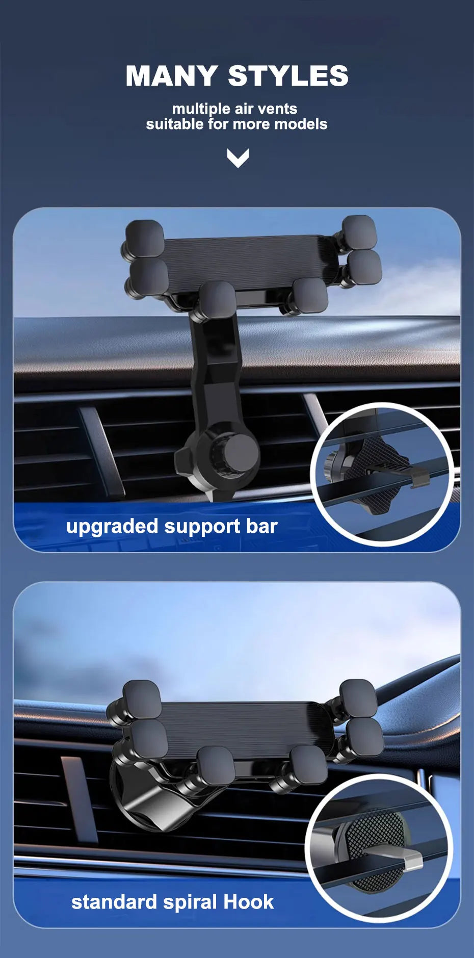 SEAMETAL Car Phone Holder Gravity Auto Cellphone Stand Mount