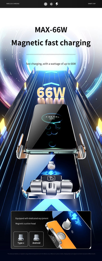 66W Magnetic Head Car Phone Holder 15W Fast Wireless Charger