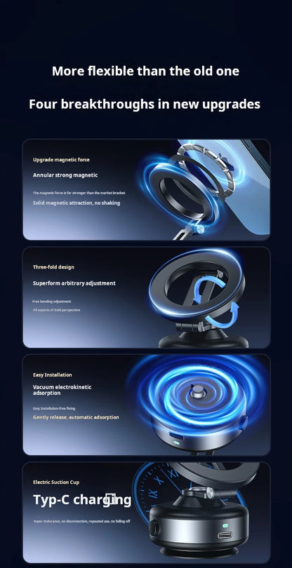 Magnetic Vacuum Adsorption Phone Car Holder Foldable
