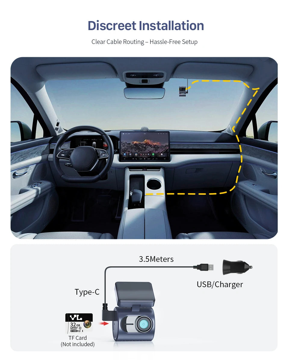 2K KAWA MINI 3 Pro Cameras for Car DVR Tiny Dash Cam