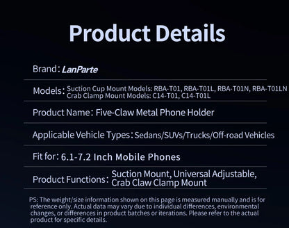 Five Claw Metal Vacuum Adsorption Car Phone Holder Bracket