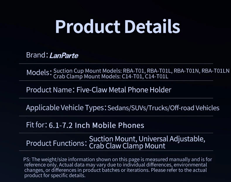 Anti-slip Heavy Duty Car Windshield Metal Five-Claw