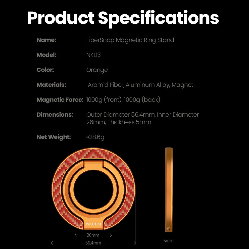 Phone Ring Stand for Double-Sided Magnetic Aluminum Alloy