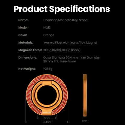 Phone Ring Stand for Double-Sided Magnetic Aluminum Alloy