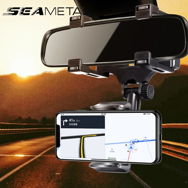 SEAMETAL Car Rearview Mirror Phone Holder 360 Rotation