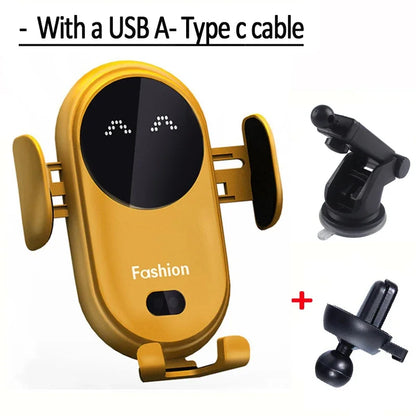 Fashion Qi Fast Wireless Charger Car Phone Holder Smart  Sensor