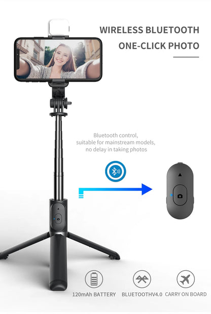 New Wireless Bluetooth Selfie Stick Tripod with Remote Extendable