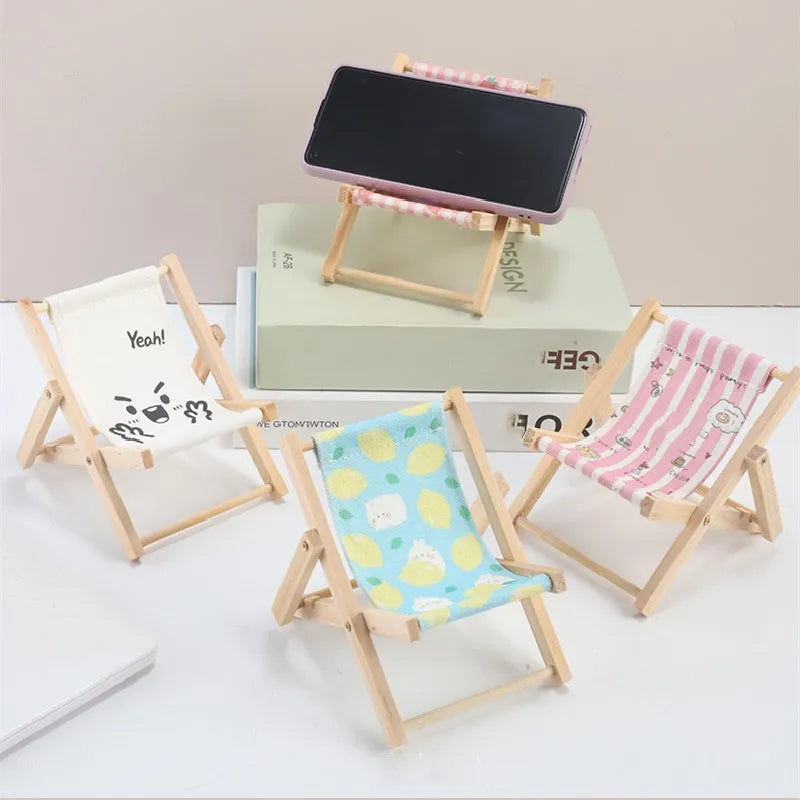 Wood Chair Shape Mobile Phone Stand Beach chair Desktop