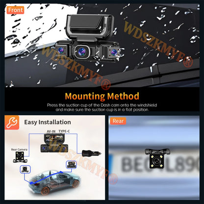 New WIFI 4Channel 360 Degree  Car Dvr 1080P Video Recorder