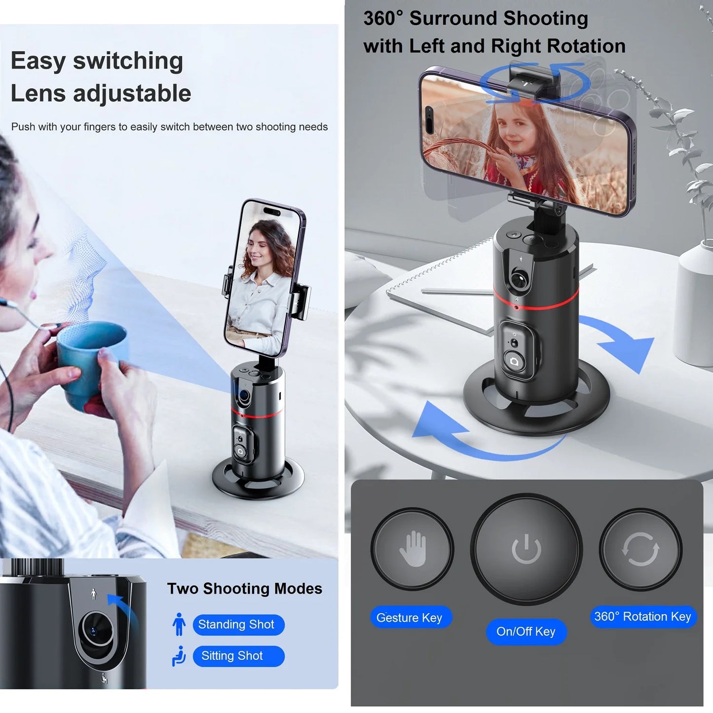 Auto Face Tracking Tripod 360° Rotation Smart Auto Tracking