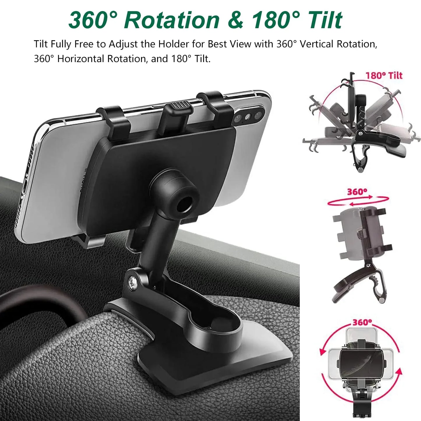 360 Degree Rotation Car Phone Holder Stand Universal Car Clip Mount