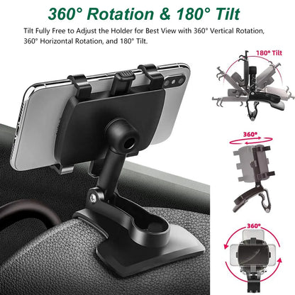 360 Degree Rotation Car Phone Holder Stand Universal Car Clip Mount
