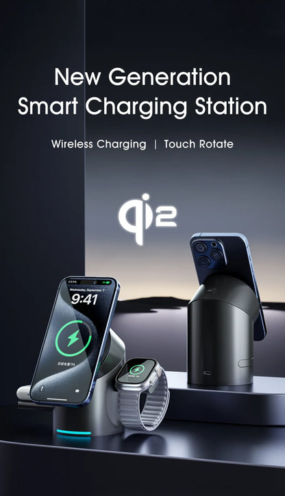 3 In 1 Magnetic Touch Button Wireless Charger For Android iPhone iWatch