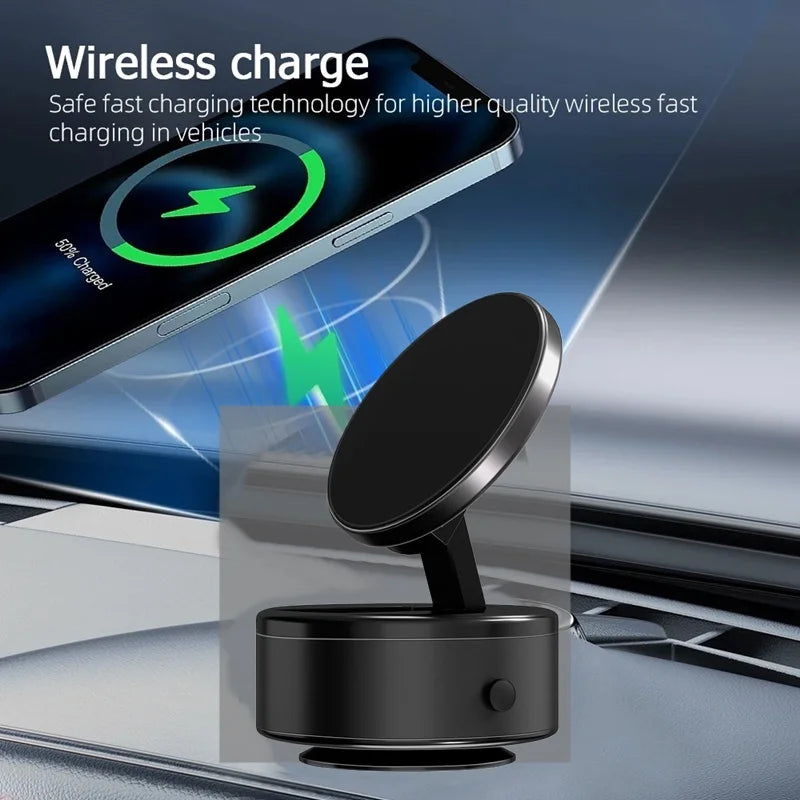 Electric Vacuum Suction Magnetic Car Phone Wireless Charger Holder