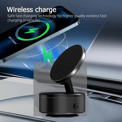 Electric Vacuum Suction Magnetic Car Phone Wireless Charger Holder