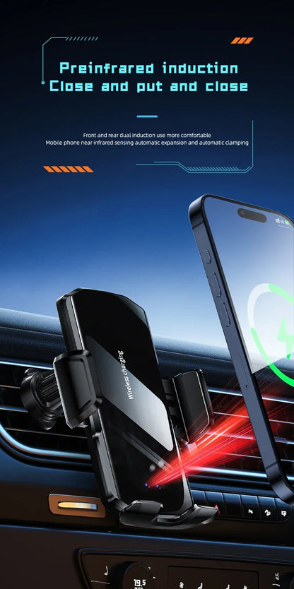 Wireless Car Air Vent Phone Holder 15W Fast Charging