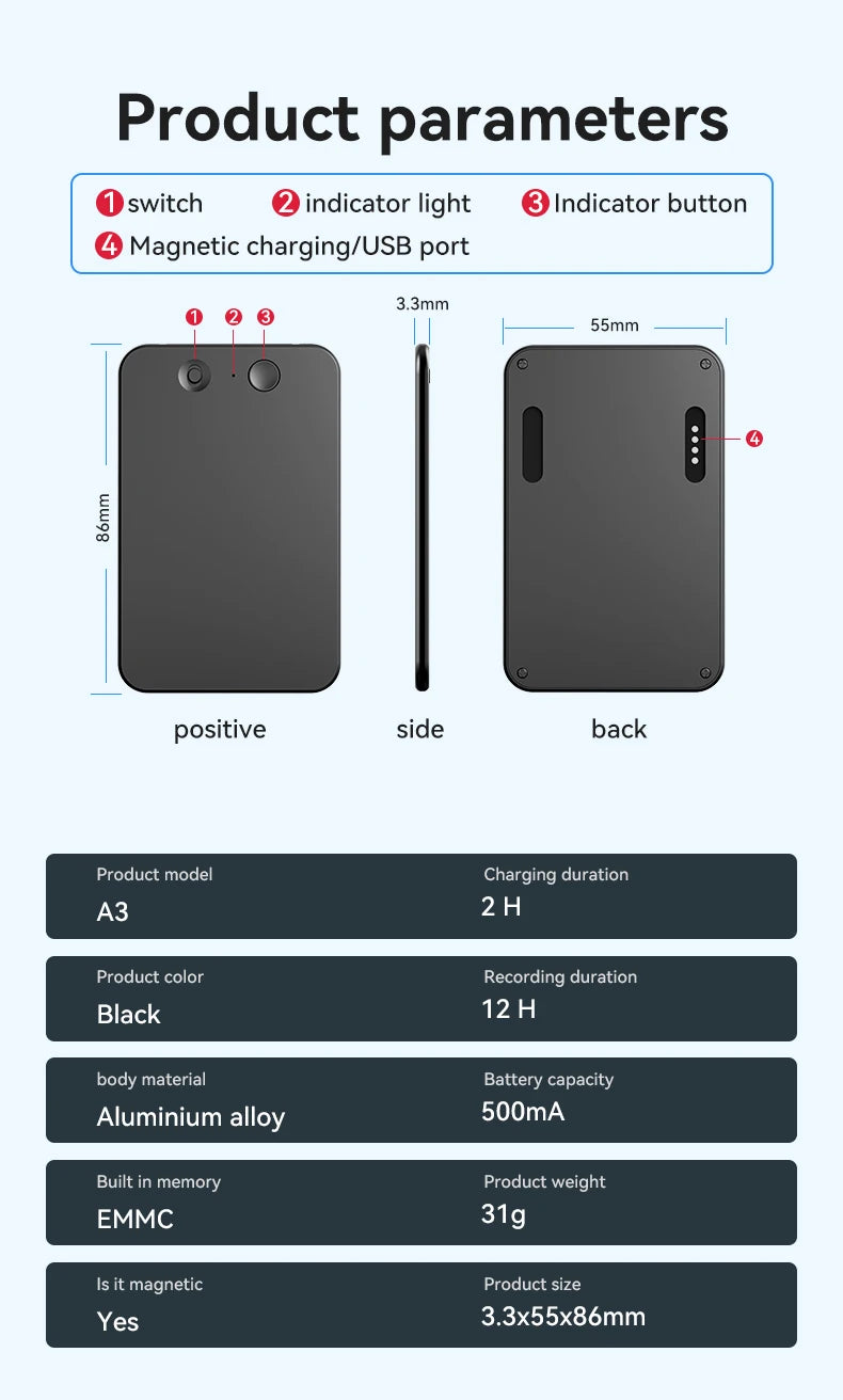 8-128GB AI ChatGPT-4 Intelligent Voice Recorder Audio App Device