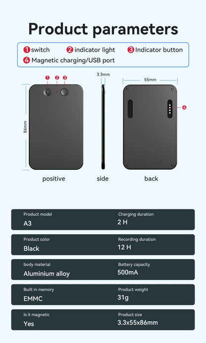 8-128GB AI ChatGPT-4 Intelligent Voice Recorder Audio App Device