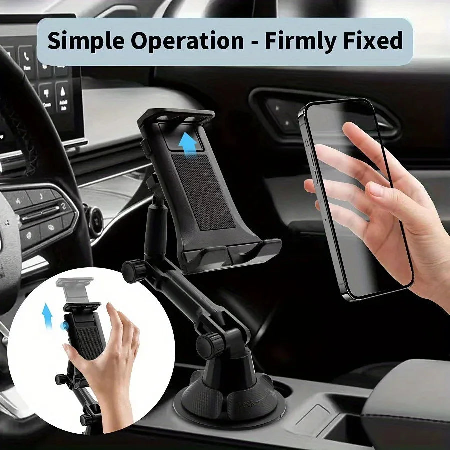 Car Cup Holder Tablet & Phone Mount with Heavy Duty Base