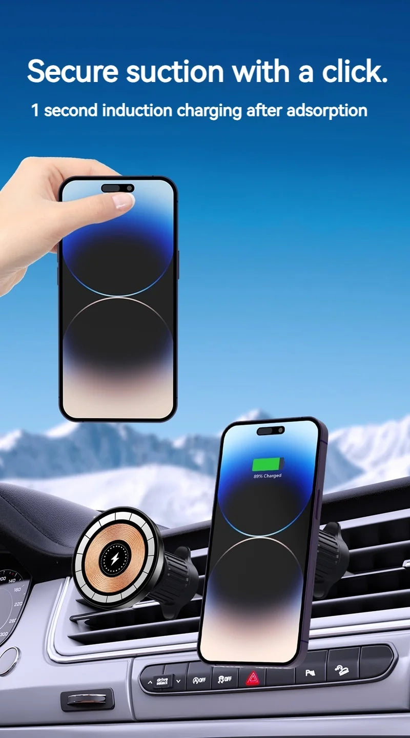 15W Car Magnetic Wireless Charger Holder with Metal Body