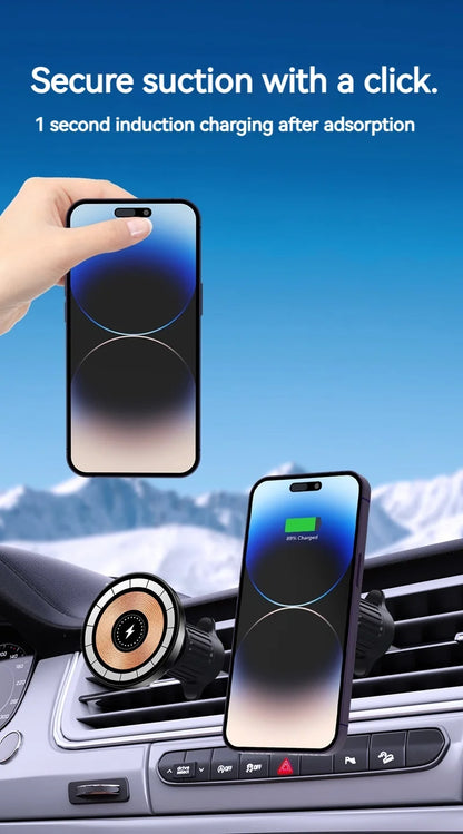 15W Car Magnetic Wireless Charger Holder with Metal Body