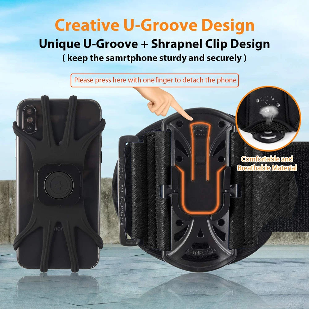 Running Wristband Phone Holder 360°Rotation Detachable Sports