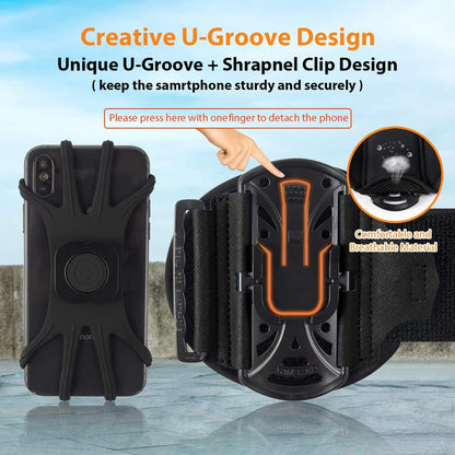 Running Wristband Phone Holder 360°Rotation Detachable Sports