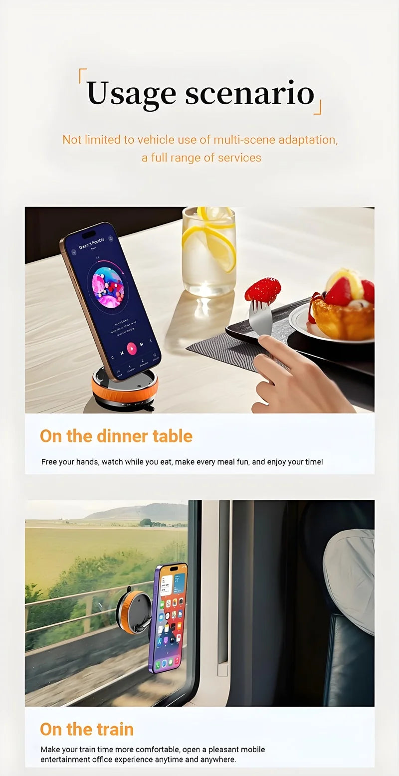 Vacuum Suction Magnetic Car Phone Holder Foldable Mirror