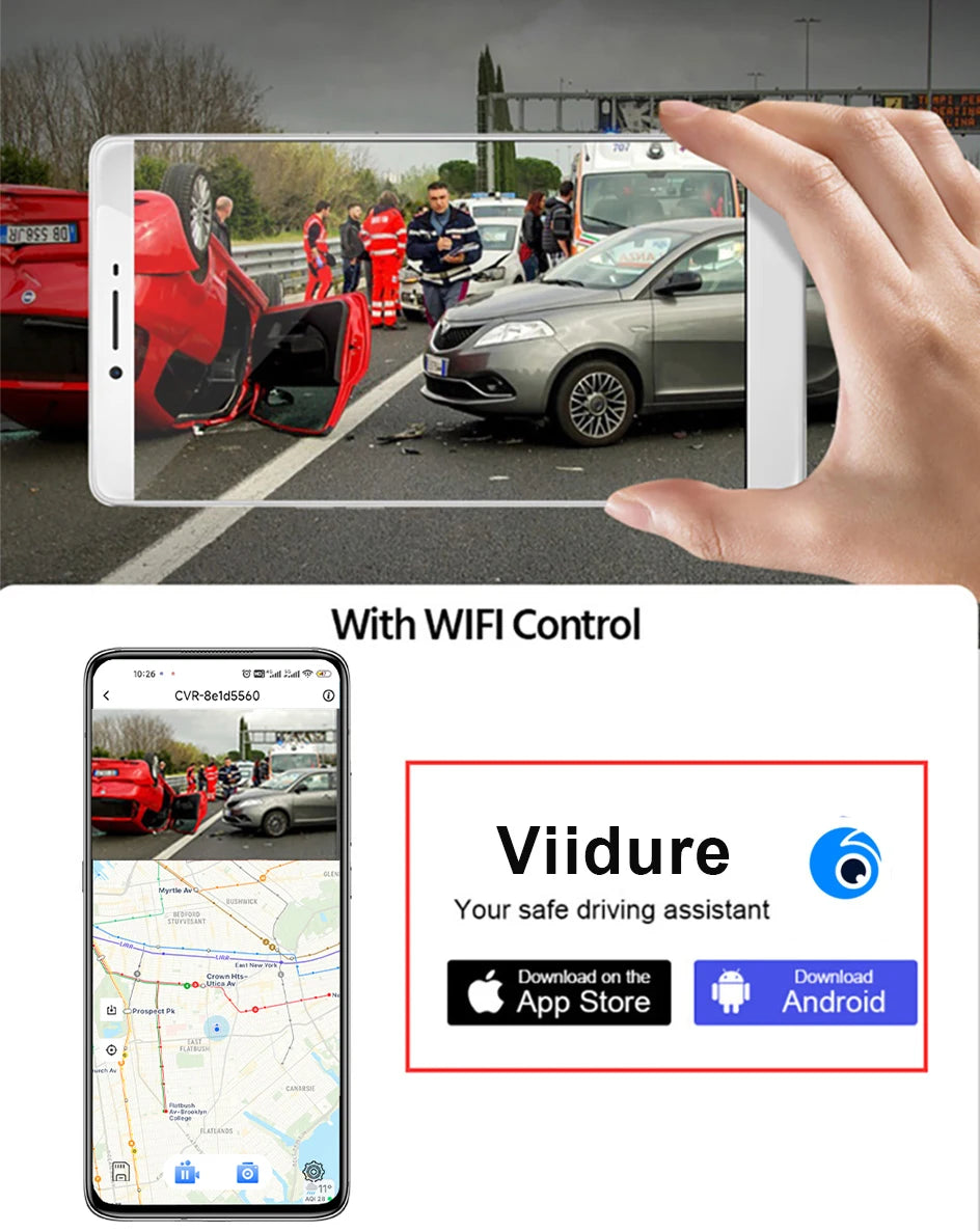 4K Rearview Mirror Driving Recorder HD Night Vision Loop