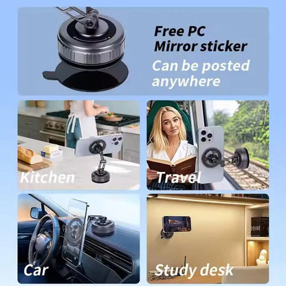 Car Phone Holder With Vacuum Magnetic Suction Cup Foldable