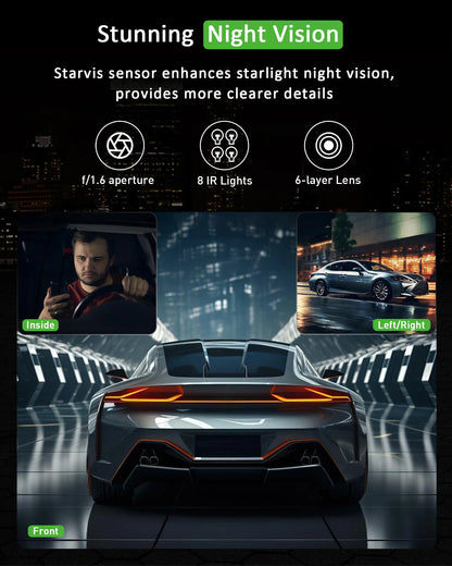 Framefox 3Channel Dash Cam  Black Box 3 Cameras