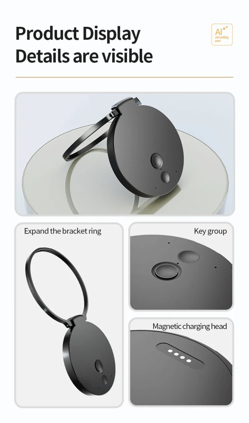 AI ChatGPT Voice Recorder 8-128GB Mini Keychain Recording Device