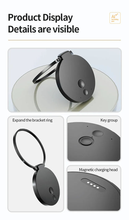 AI ChatGPT Voice Recorder 8-128GB Mini Keychain Recording Device