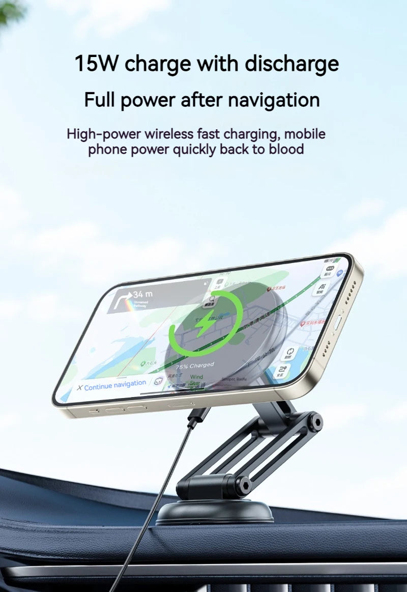 15W Metal Magnetic Car Phone Holder Wireless Charger