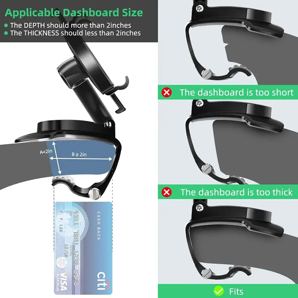 Dashboard Car Phone Holder Stable 360-Degree Rotation