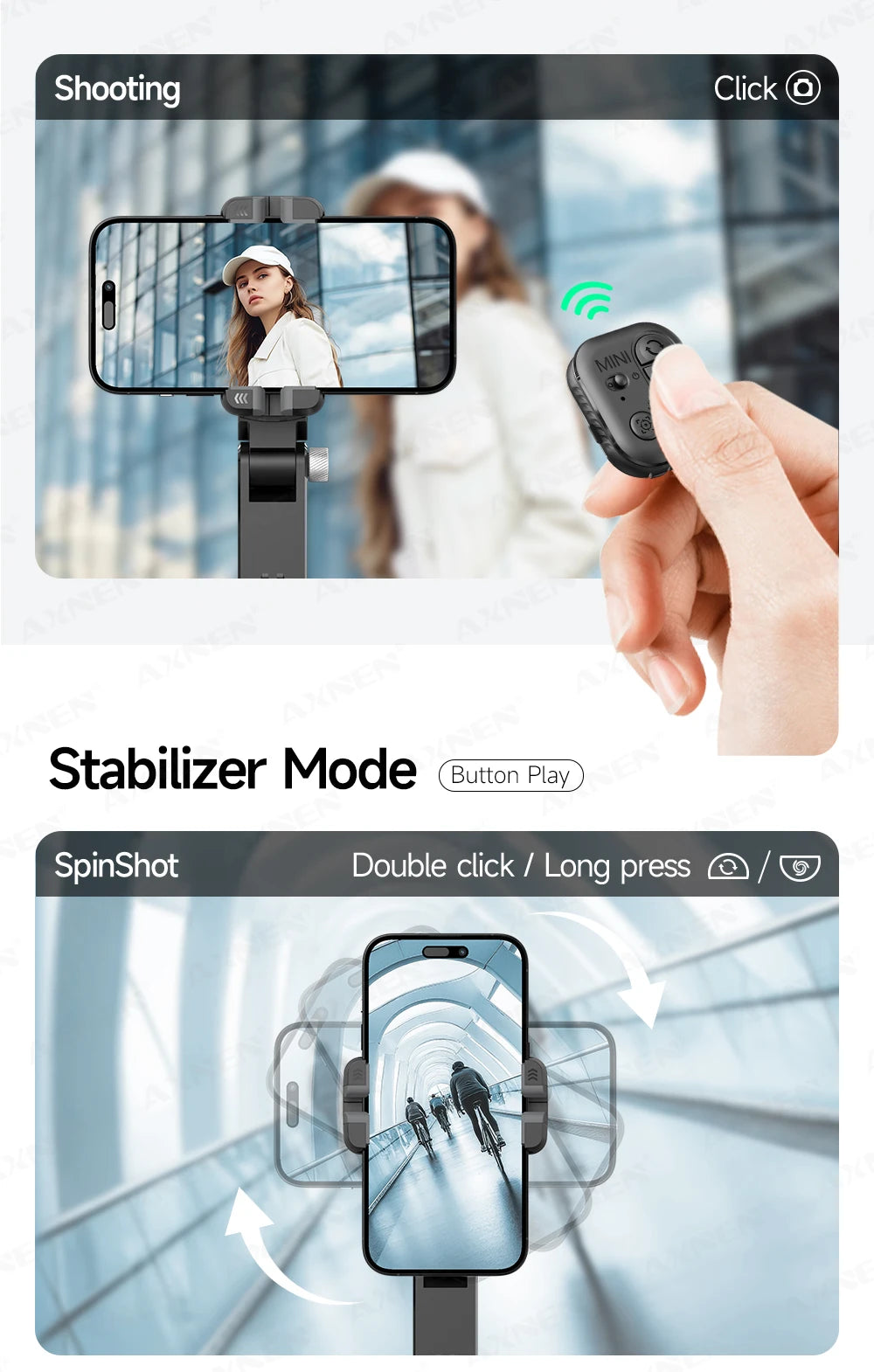 AXNEN AI Desktop Gimbal Tripod Extendable Selfie Stick