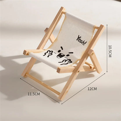 Wood Chair Shape Mobile Phone Stand Beach chair Desktop