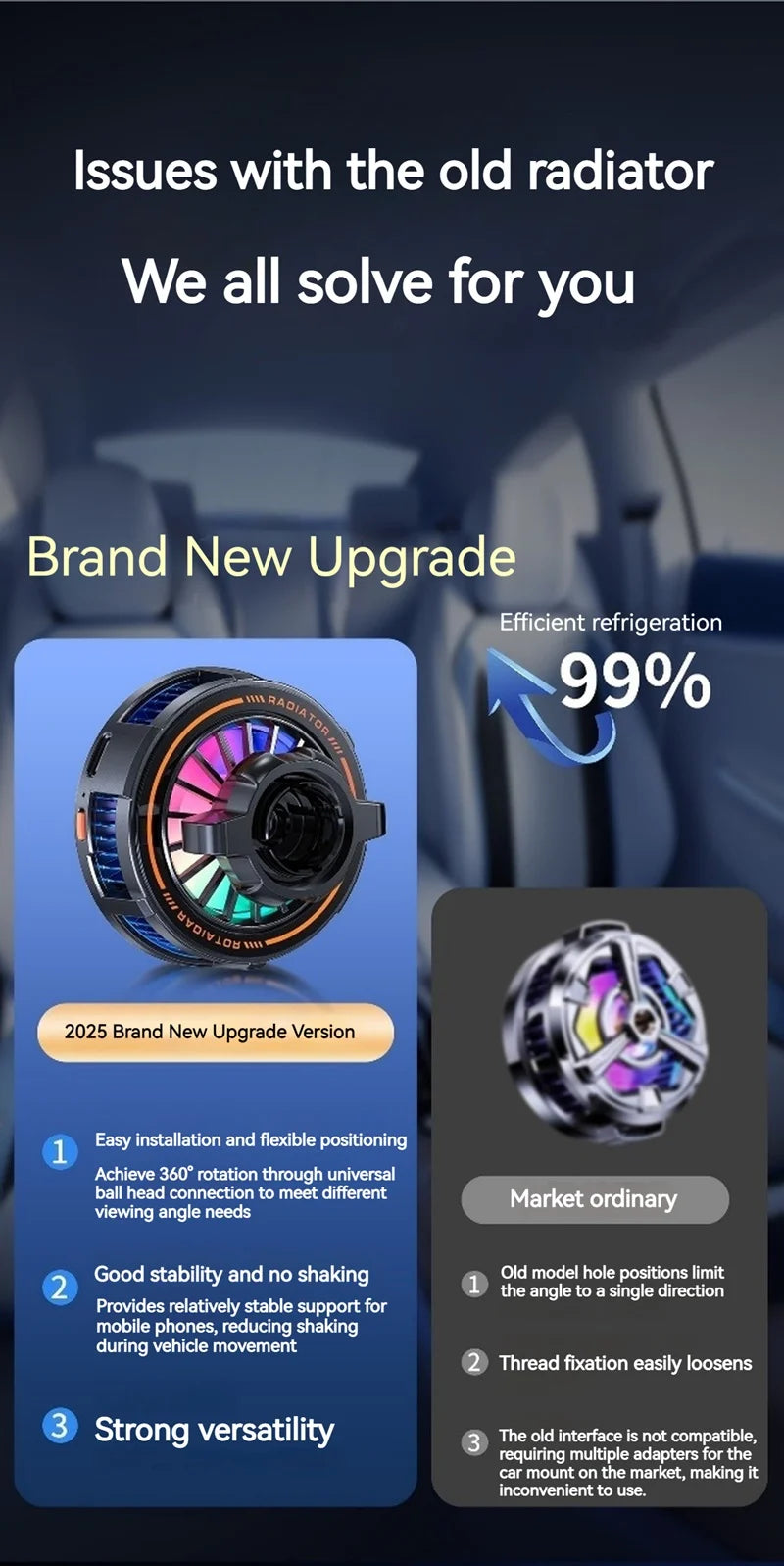 Universal Metal Car Magnetic Semiconductor Cooling Phone Holder