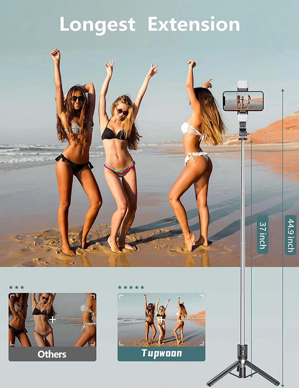 Extended Foldable Wireless Bluetooth Selfie Stick Tripod