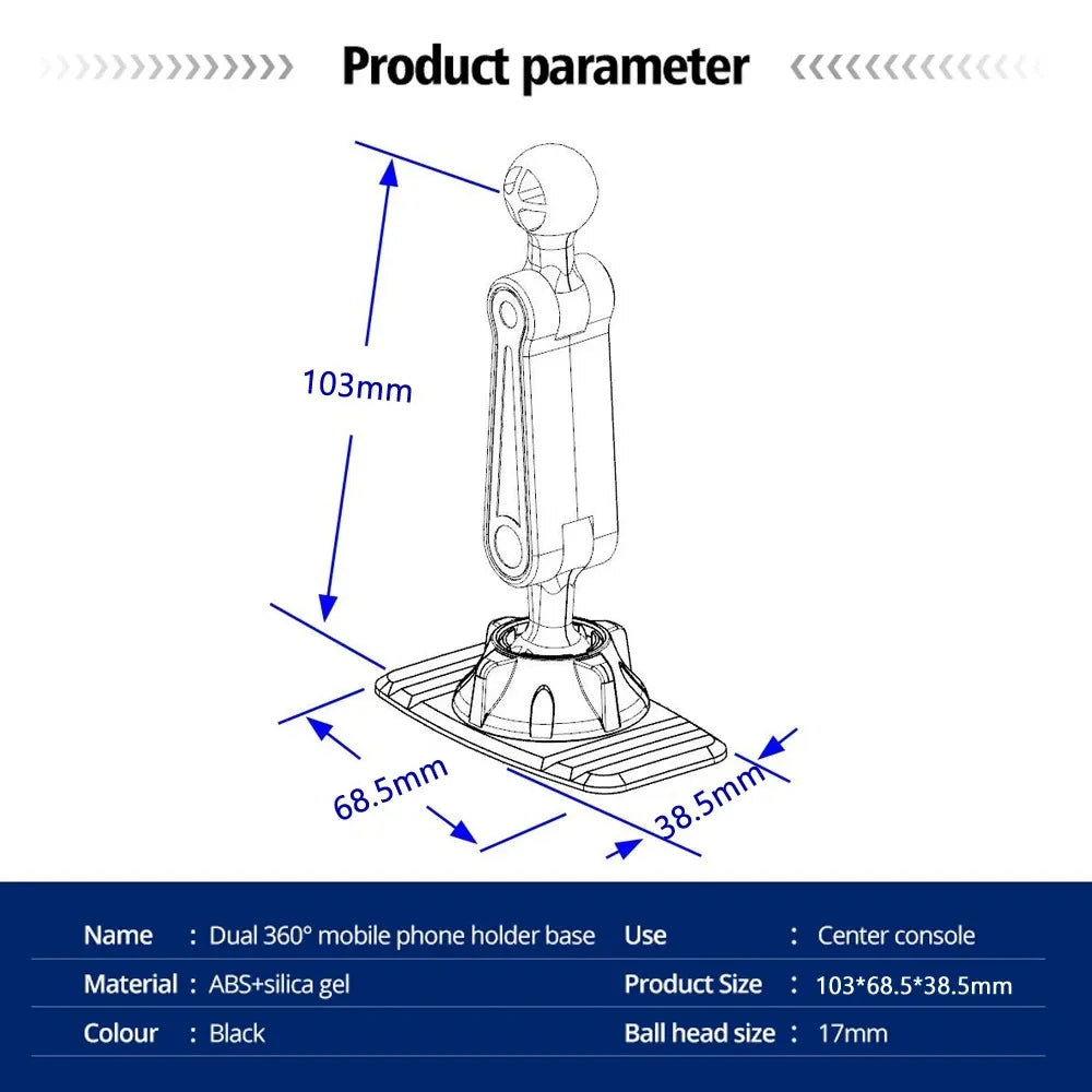 Universal 17mm Ball Head Car Dashboard Sticker Base