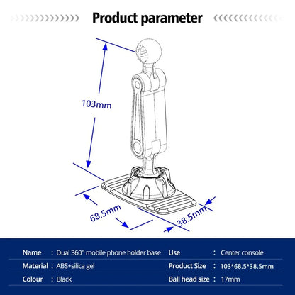 Universal 17mm Ball Head Car Dashboard Sticker Base