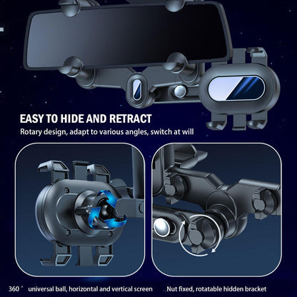 360° Car Rearview Mirror Mobile Phone Holder For Car Rotation