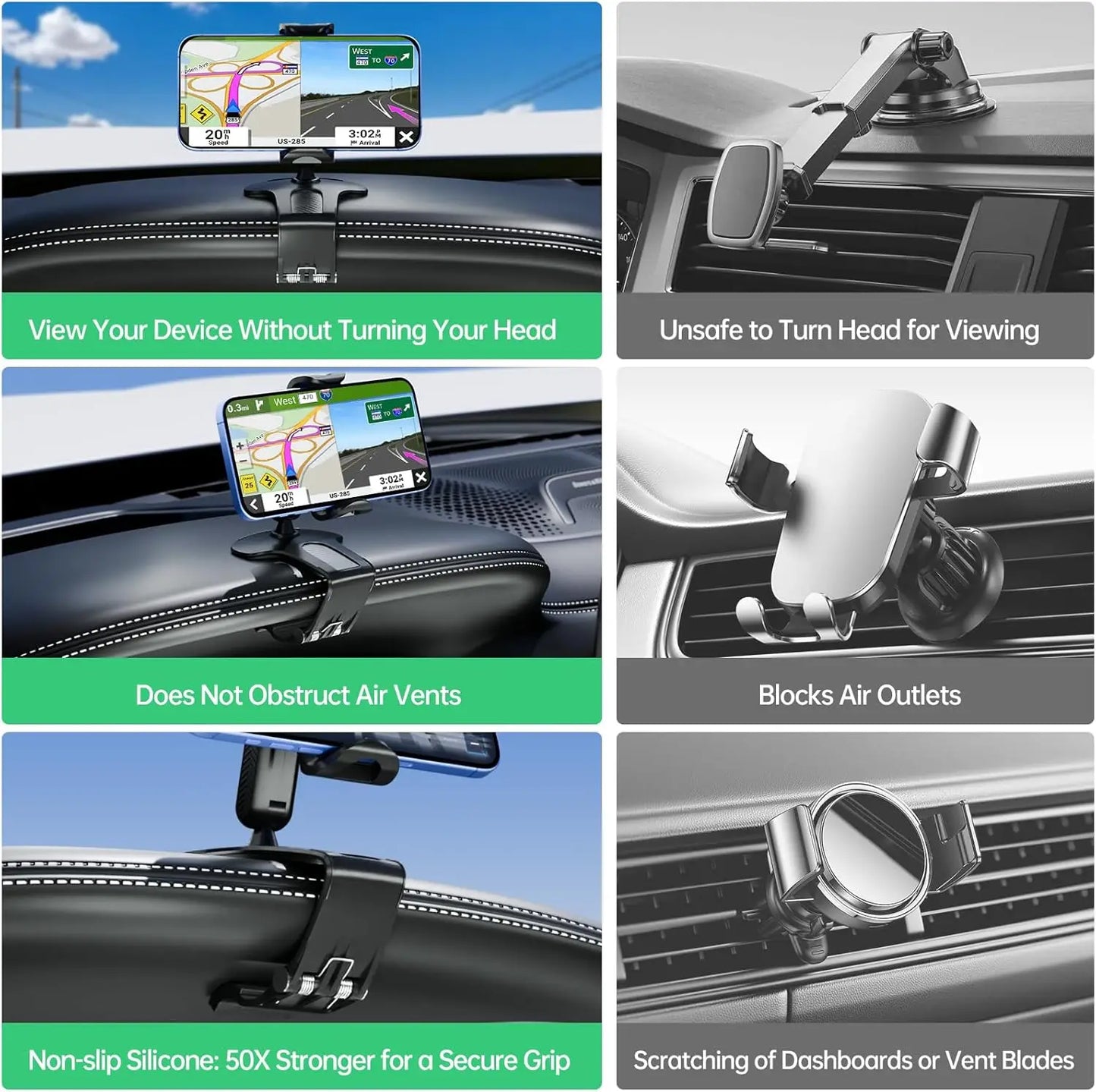 Phone Mount for Car Dashboard, 360 Degree Rotation Universal