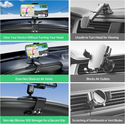 Phone Mount for Car Dashboard, 360 Degree Rotation Universal