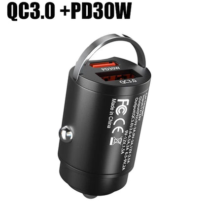 Mini 100W Car Charger Type C Dual USB Fast Charging
