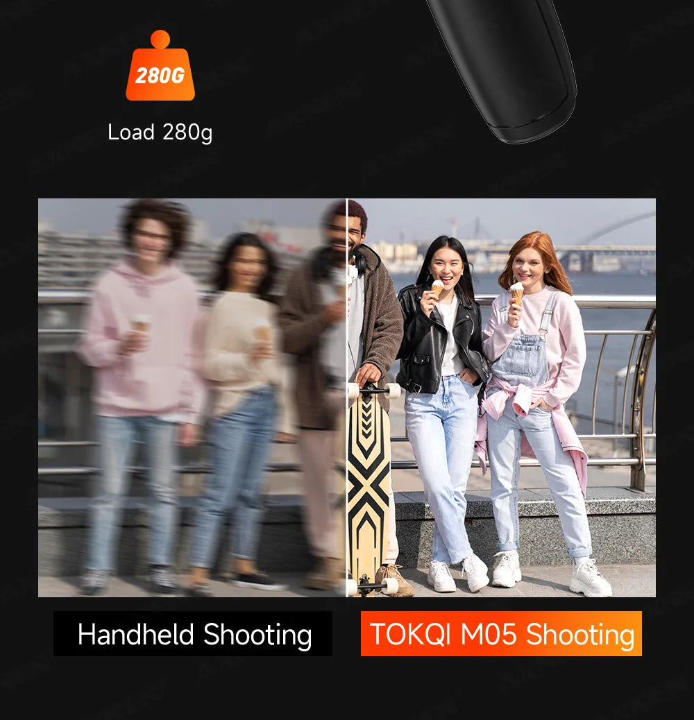 Foldable 3-Axis Phone Gimbal Stabilizer with Telescopic Rod